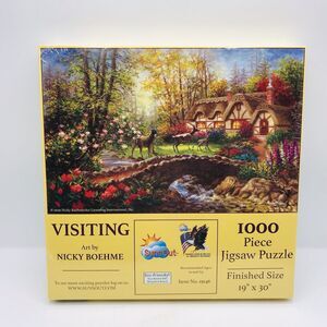 NICKY BOEHME *Visiting* 1000 Piece 19x30 Puzzle Cottage Core Deer NEW Sealed